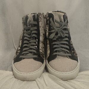 P448 “You Can Surf Later” Leather High Top Zip Sneaker Shoes Sz 37 EU Italy 6.5
